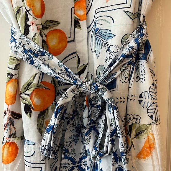 Chico's Orange Gray Midi Sundress with Notched Collar - Picture 4 of 7